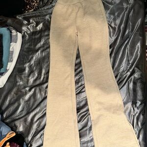 Beige Knit Flare Pants